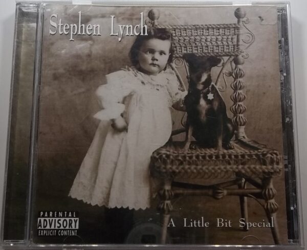 CD Cover with a child and a dog on a chair.