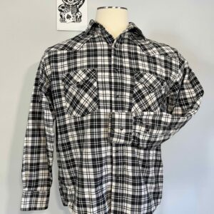 Crazy Cowboy: Heavy Flannel Black and White Western Snap Shirt