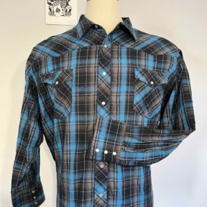 Wrangler: Black and Blue Western Style Snap Shirt